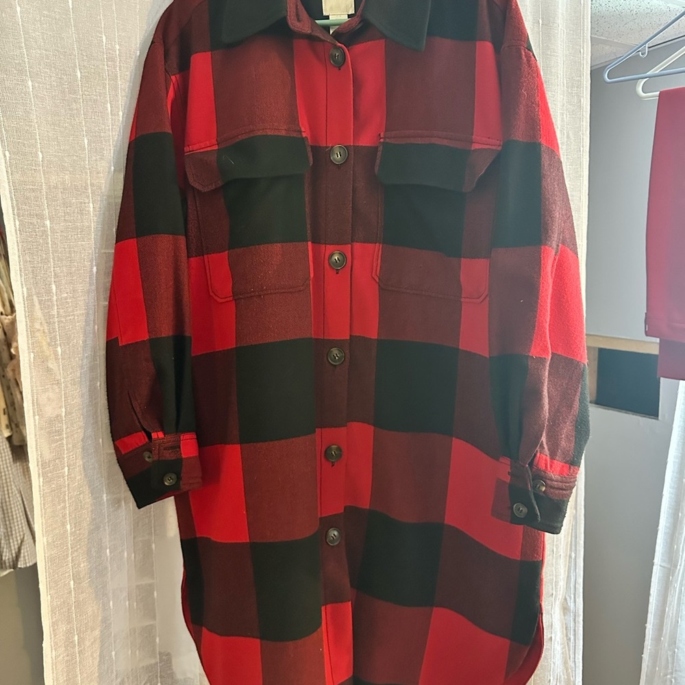 Plaid Red and Black Women's Jacket